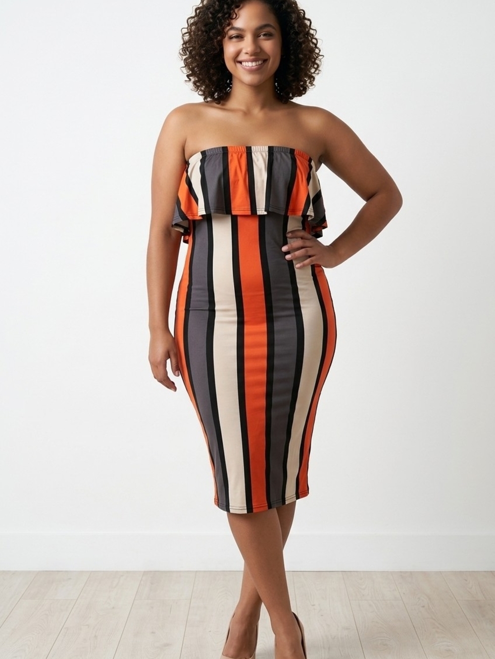 NWT Capella Bodycon Strapless Ruffled Tube Dress ~sz 3X